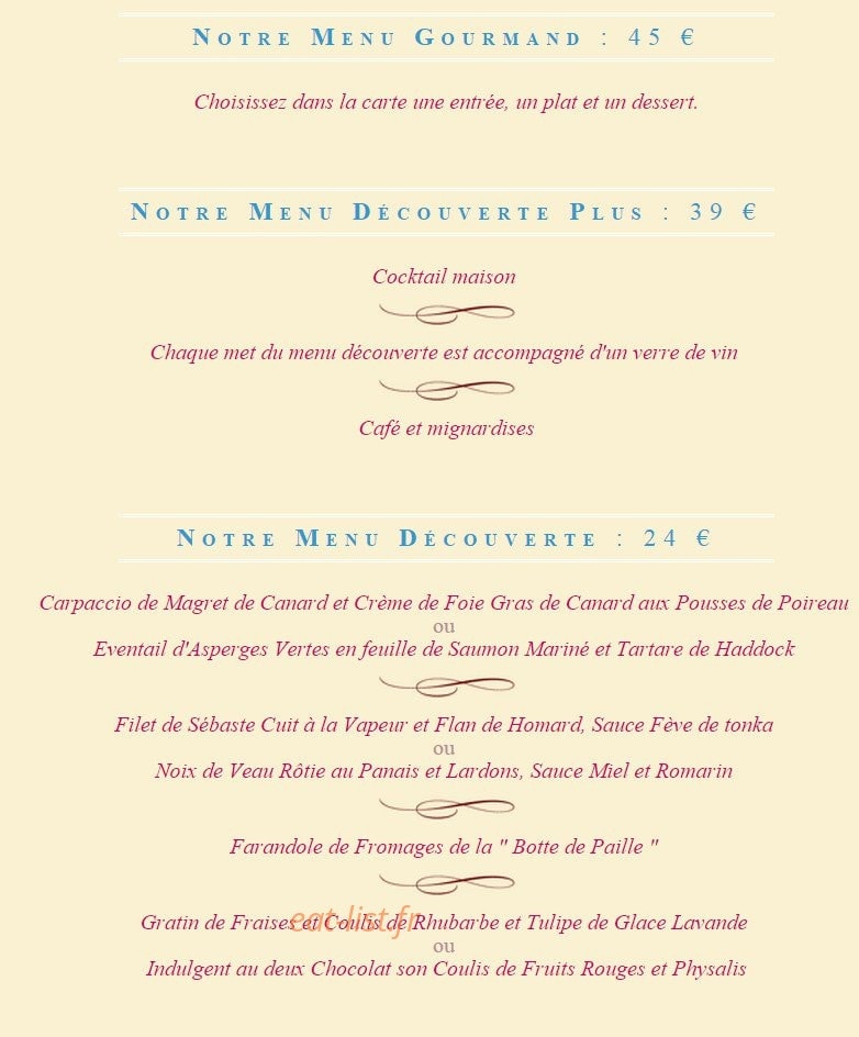 Le Fin Gourmet — carte page 1