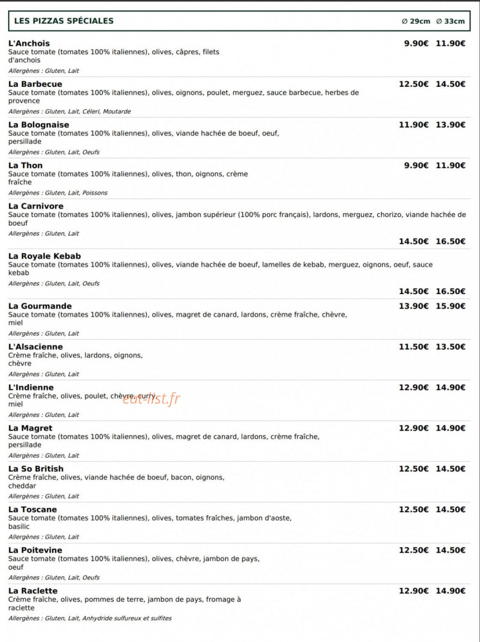 Le Kiosque à Pizzas — carte page 3