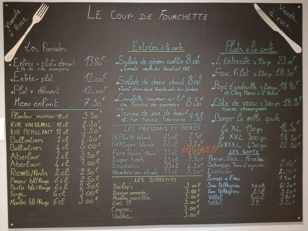 Le Coup De Fourchette — carte page 1