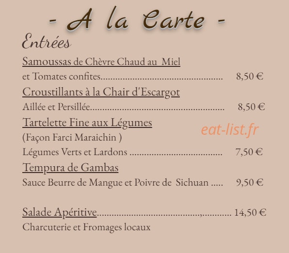 Ma Gourmandise — carte page 1