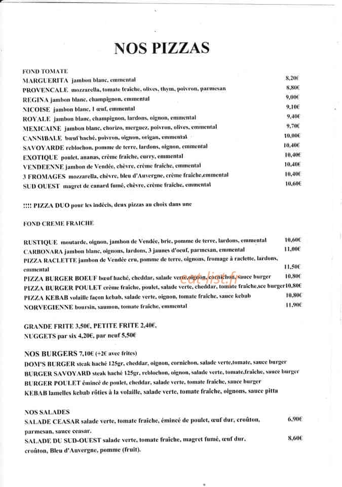 Chez Dominique — carte page 1