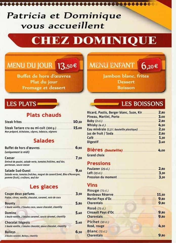 Chez Dominique — carte page 2