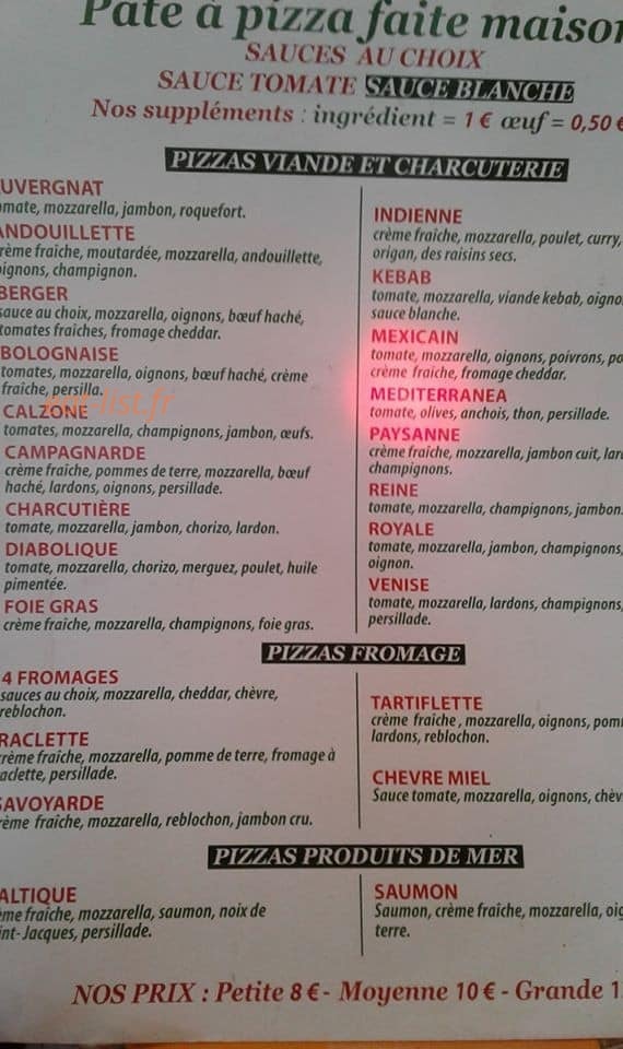 Pizza mon plaisir 79 — carte page 1