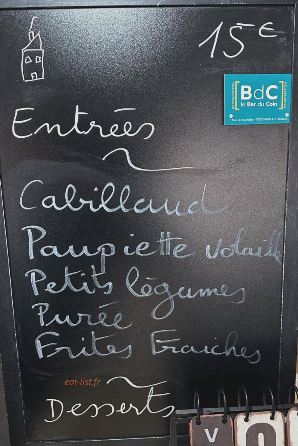 Le Bar du coin — carte page 1