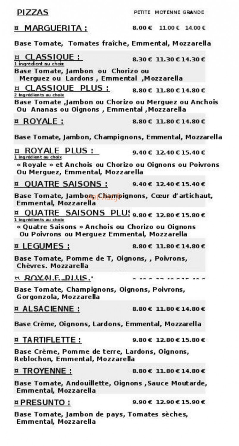 La Pizza au Feu de Bois — carte page 3
