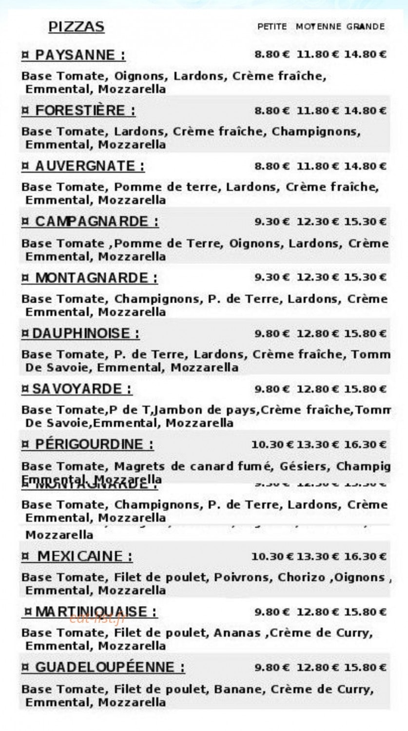 La Pizza au Feu de Bois — carte page 2