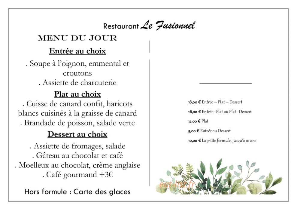 Le Fusionnel — carte page 1