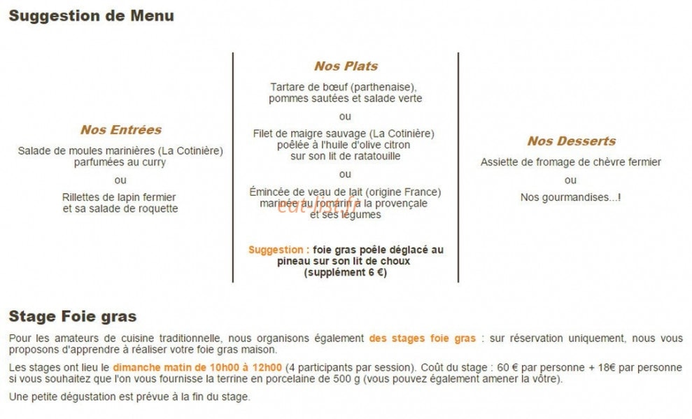 L'auberge de crespé — carte page 1