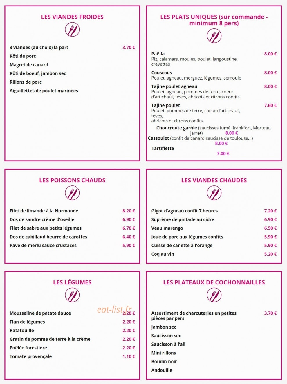 La Cuisine de Benoit — carte page 2
