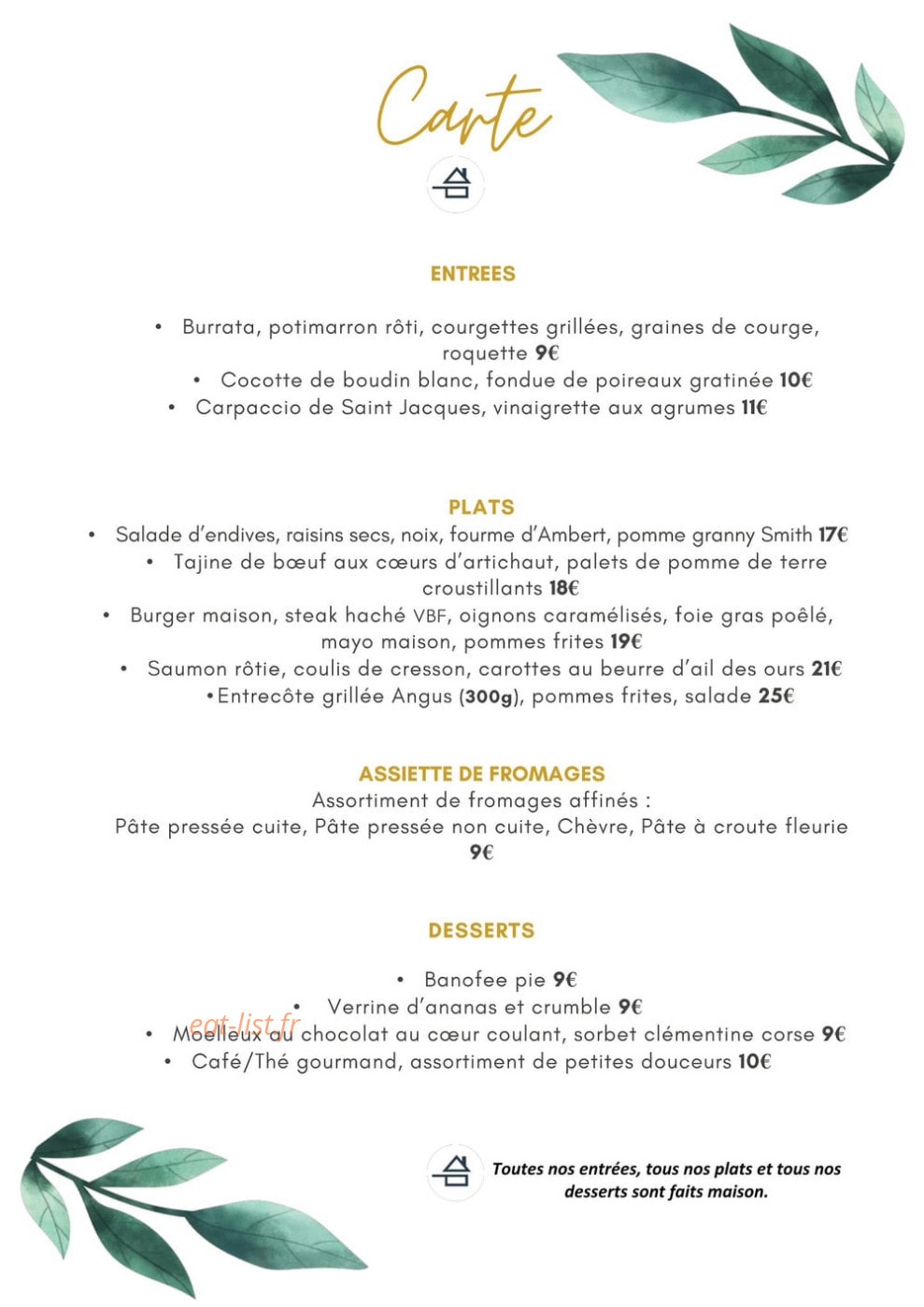 La Table du Puchaud — carte page 1