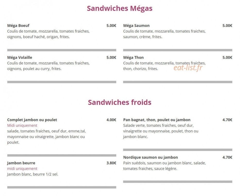 Miss Pizza — carte page 4