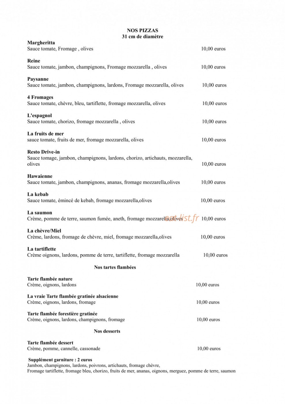 Resto Drive-In — carte page 2