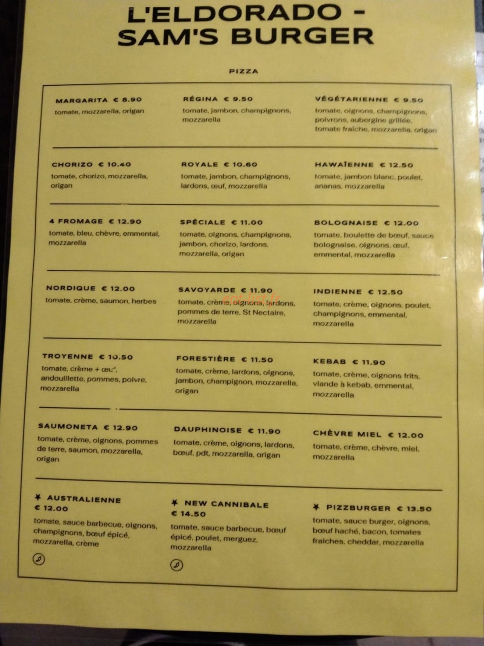 Sam's Burger — carte page 2