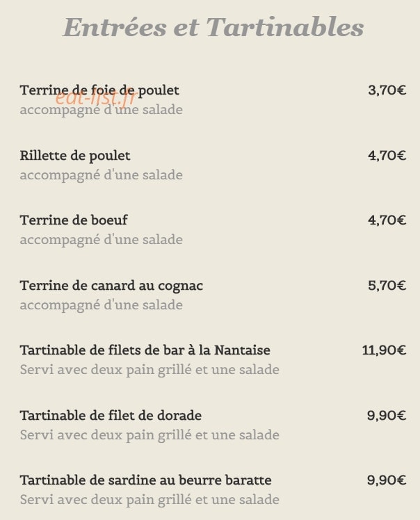 La Cantine — carte page 1