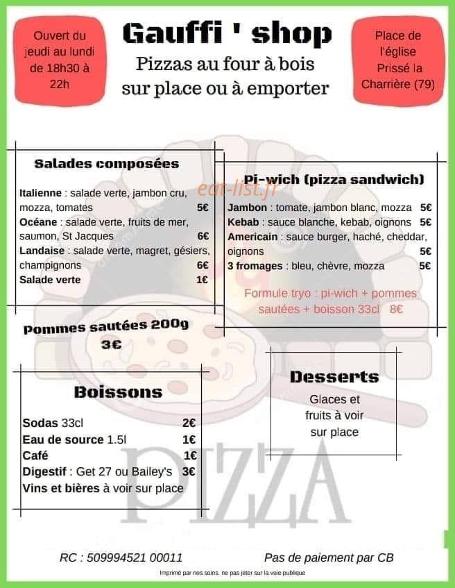 Gauffi'shop — carte page 2