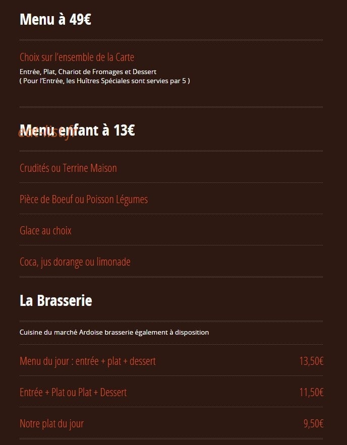 Hostellerie de l'Abbaye — carte page 6