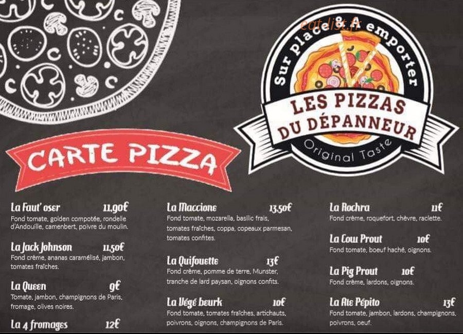 Pizzas Du Dépanneur — carte page 1