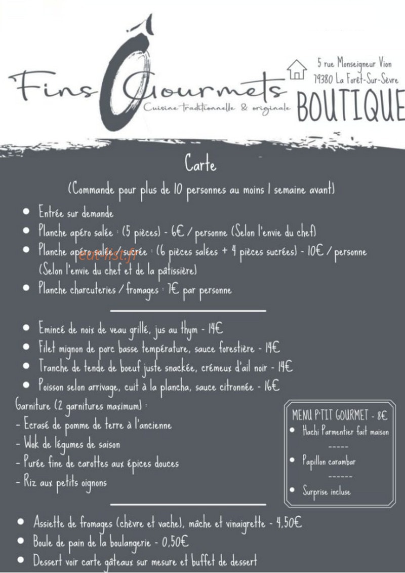 Ô Fins Gourmets — carte page 2