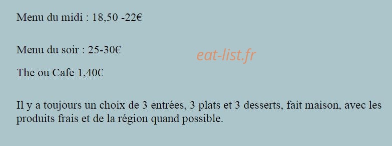 L'Étable Gastronomique — carte page 1