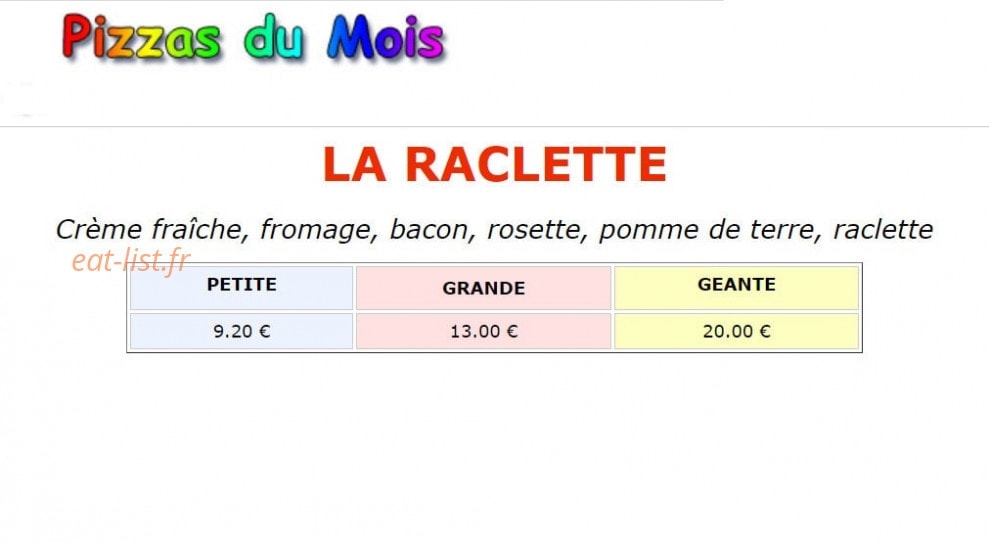 Pizzas du Monde — carte page 3