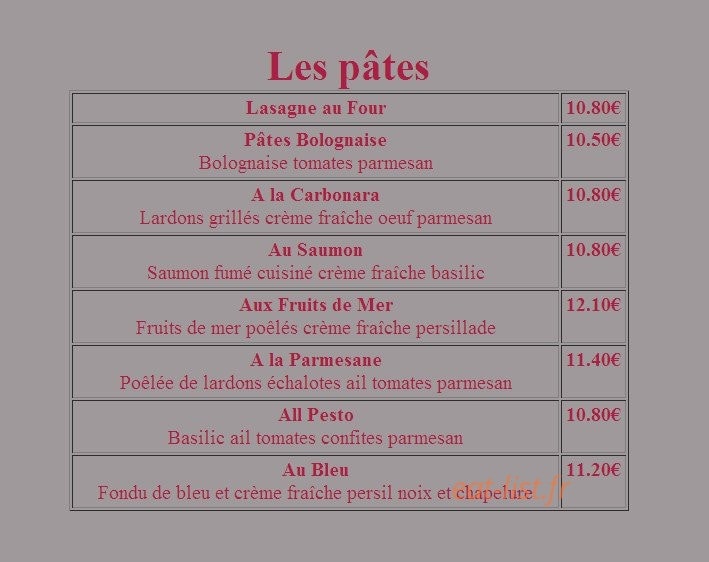 Pizzeria La Mama Restaurant — carte page 2
