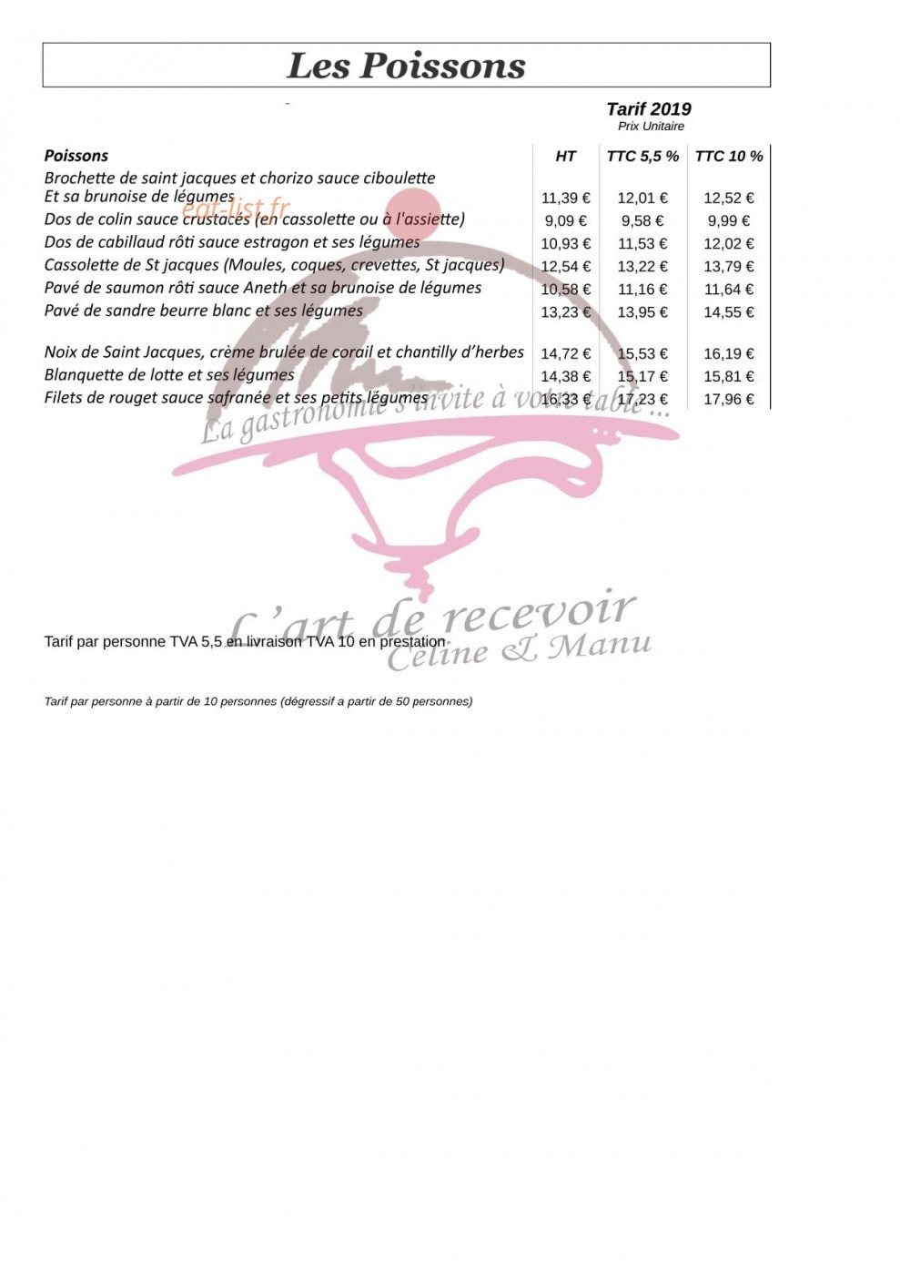 L'art de recevoir Céline & Manu — carte page 6