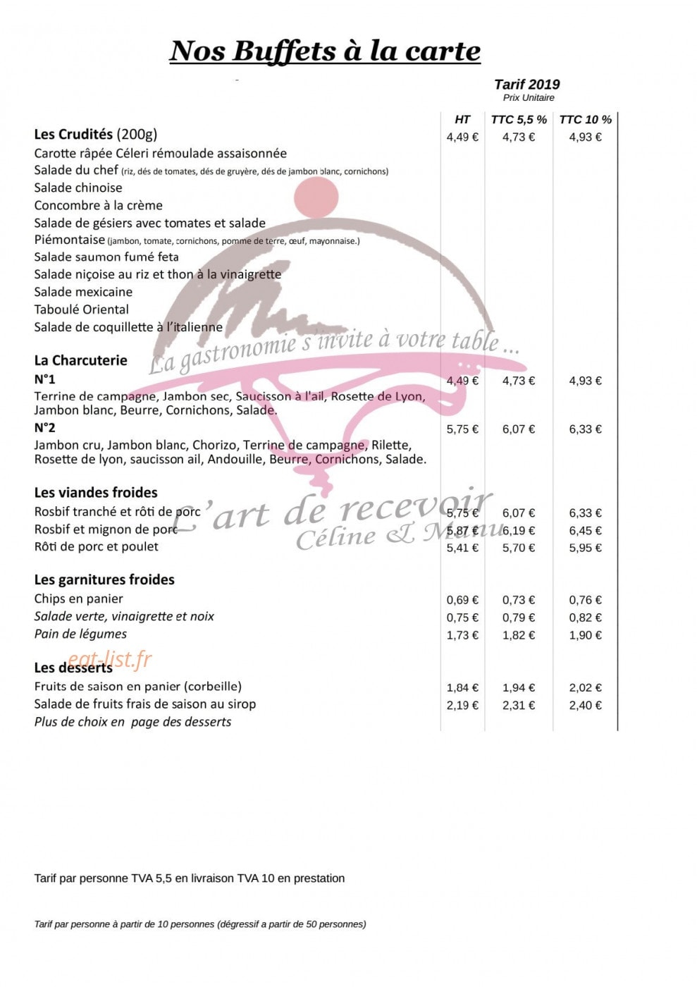 L'art de recevoir Céline & Manu — carte page 2
