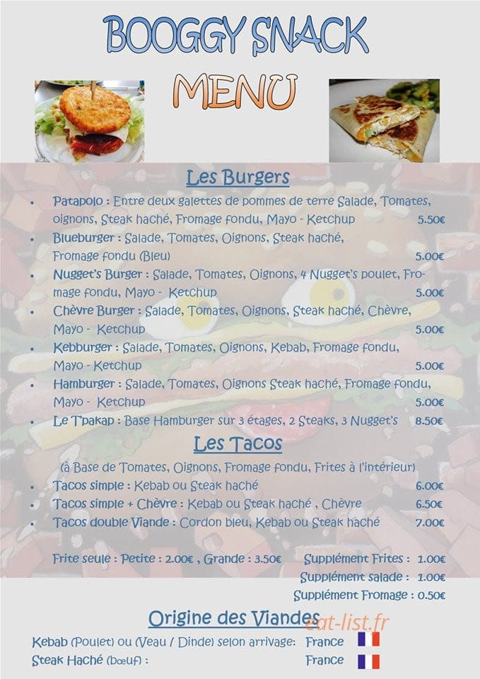 Booggy snack — carte page 3