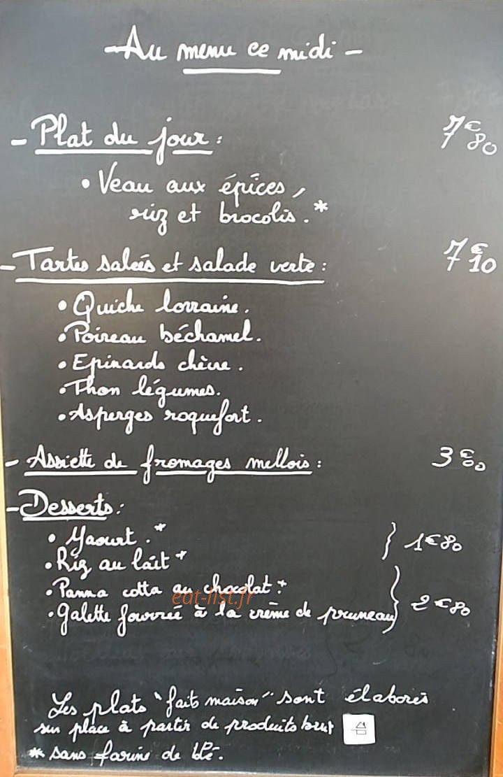 Le Cafe du Boulevard — carte page 1