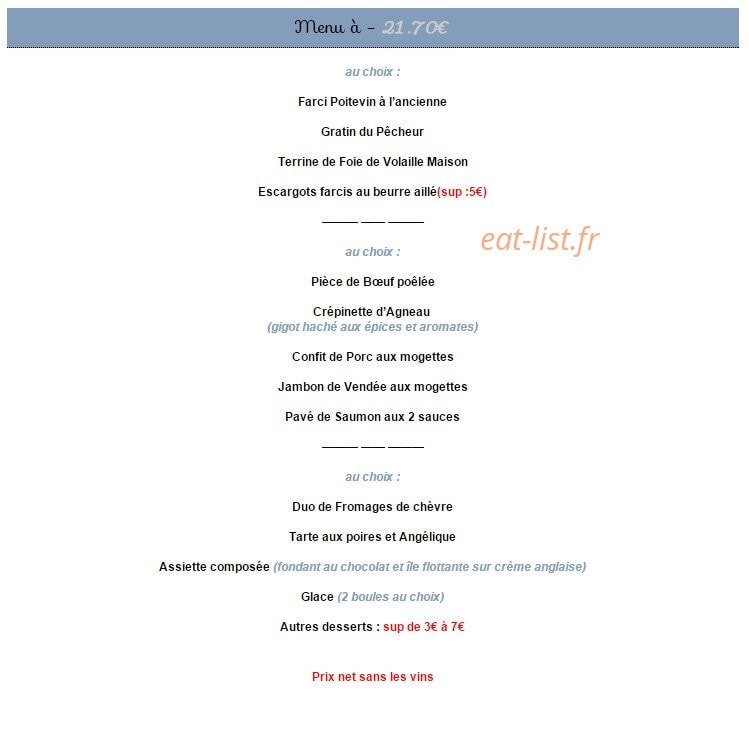 Auberge de l'ecluse — carte page 2