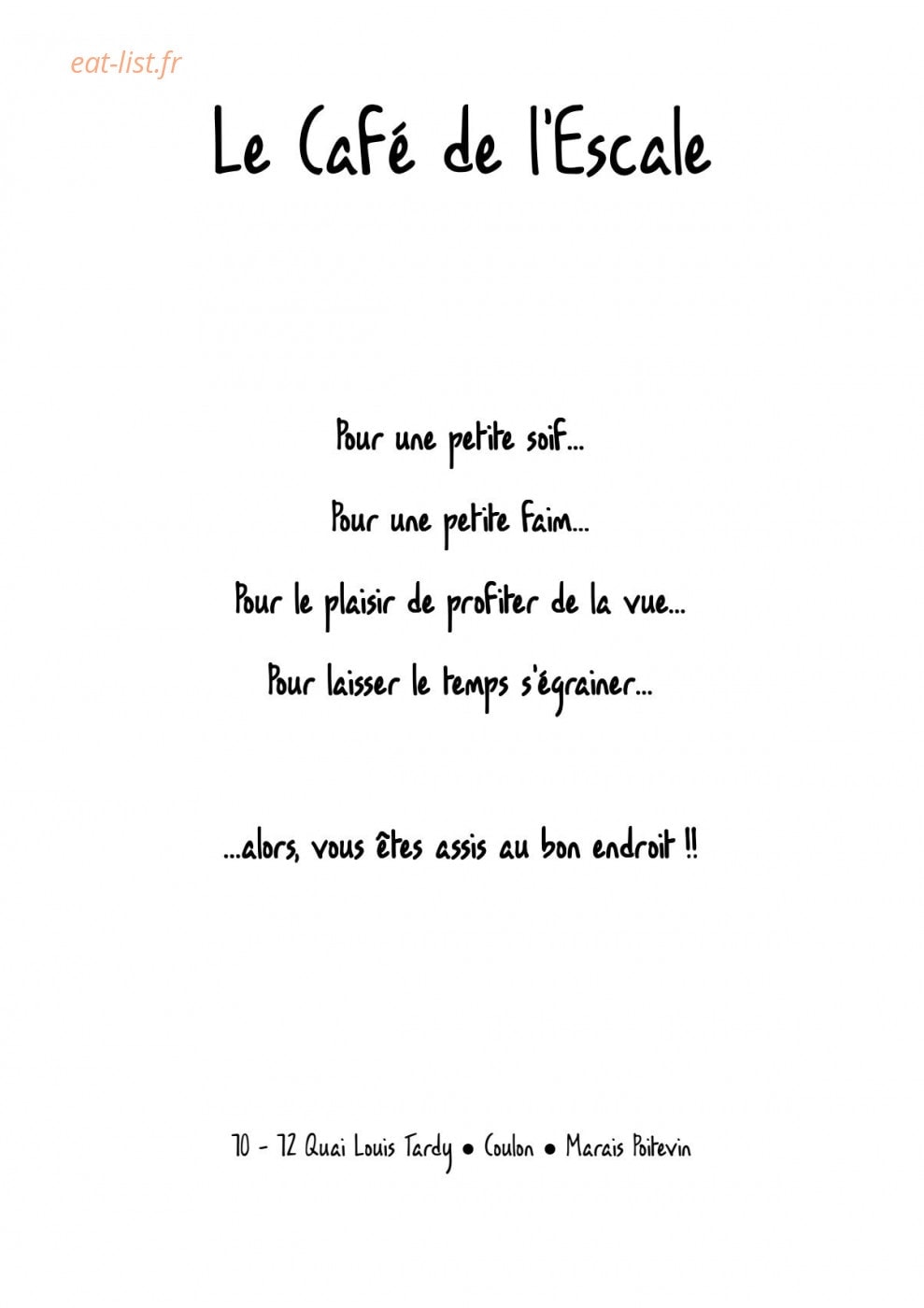 Café de L'escale — carte page 1
