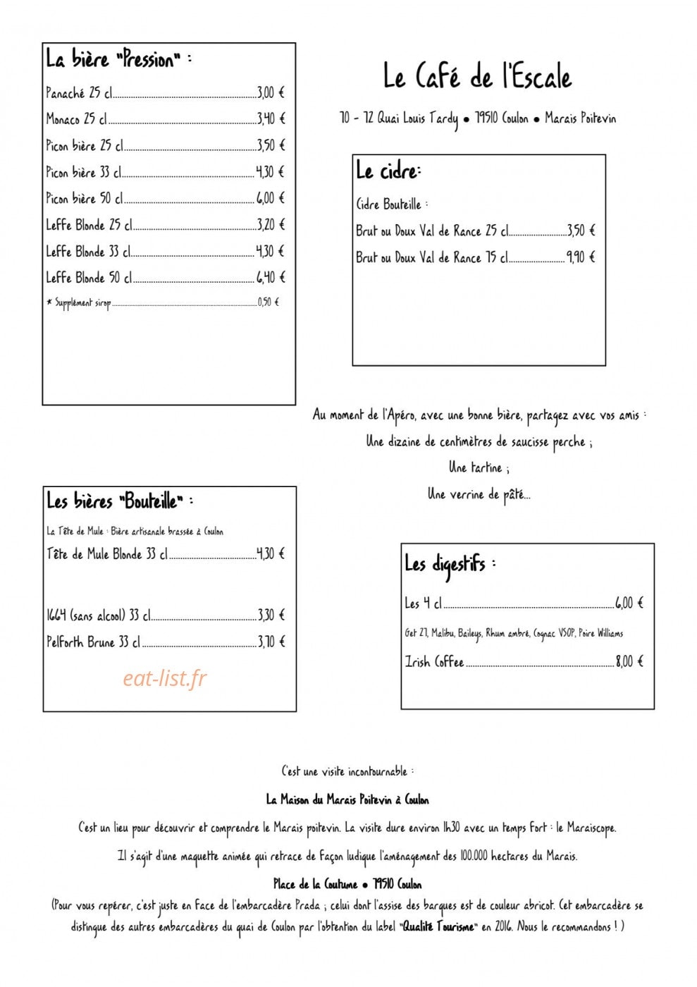 Café de L'escale — carte page 4