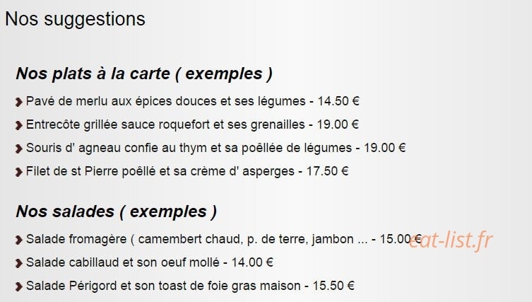 L'Atelier Gourmand — carte page 1