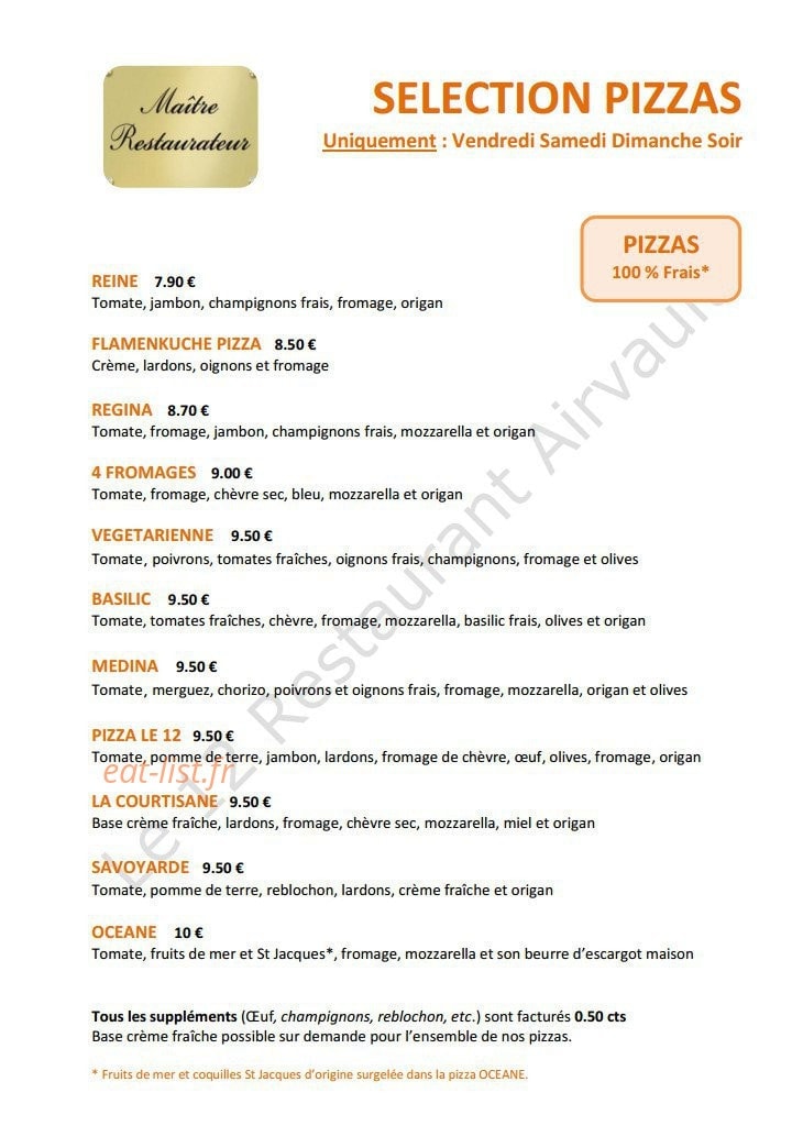 Le 12 restaurant — carte page 2