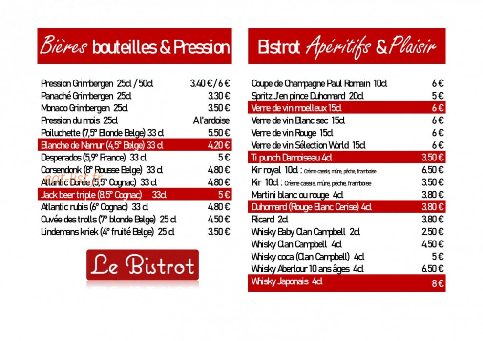 Le Bistrot du Vieux Relais — carte page 3