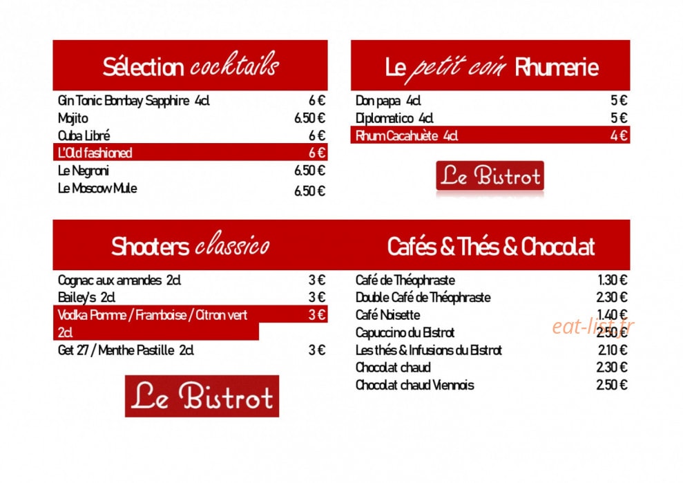 Le Bistrot du Vieux Relais — carte page 5