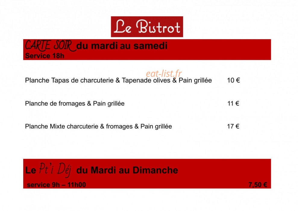 Le Bistrot du Vieux Relais — carte page 2