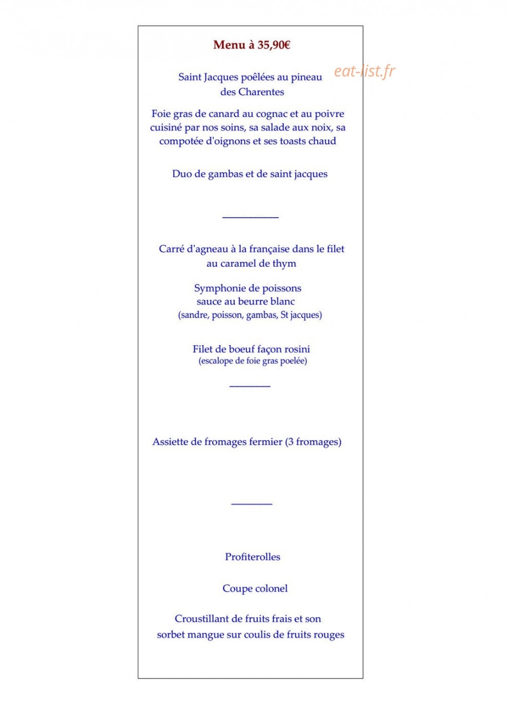 Le Relais du Chapeau Rouge — carte page 3
