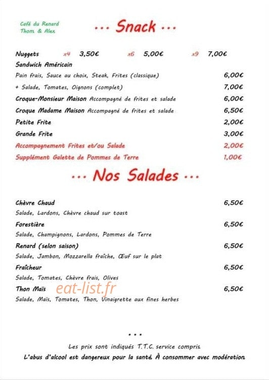 Café du Renard — carte page 4