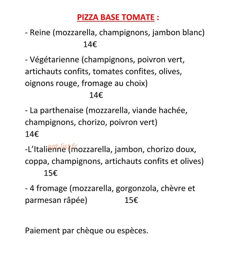 Au Four à Bois — carte page 1