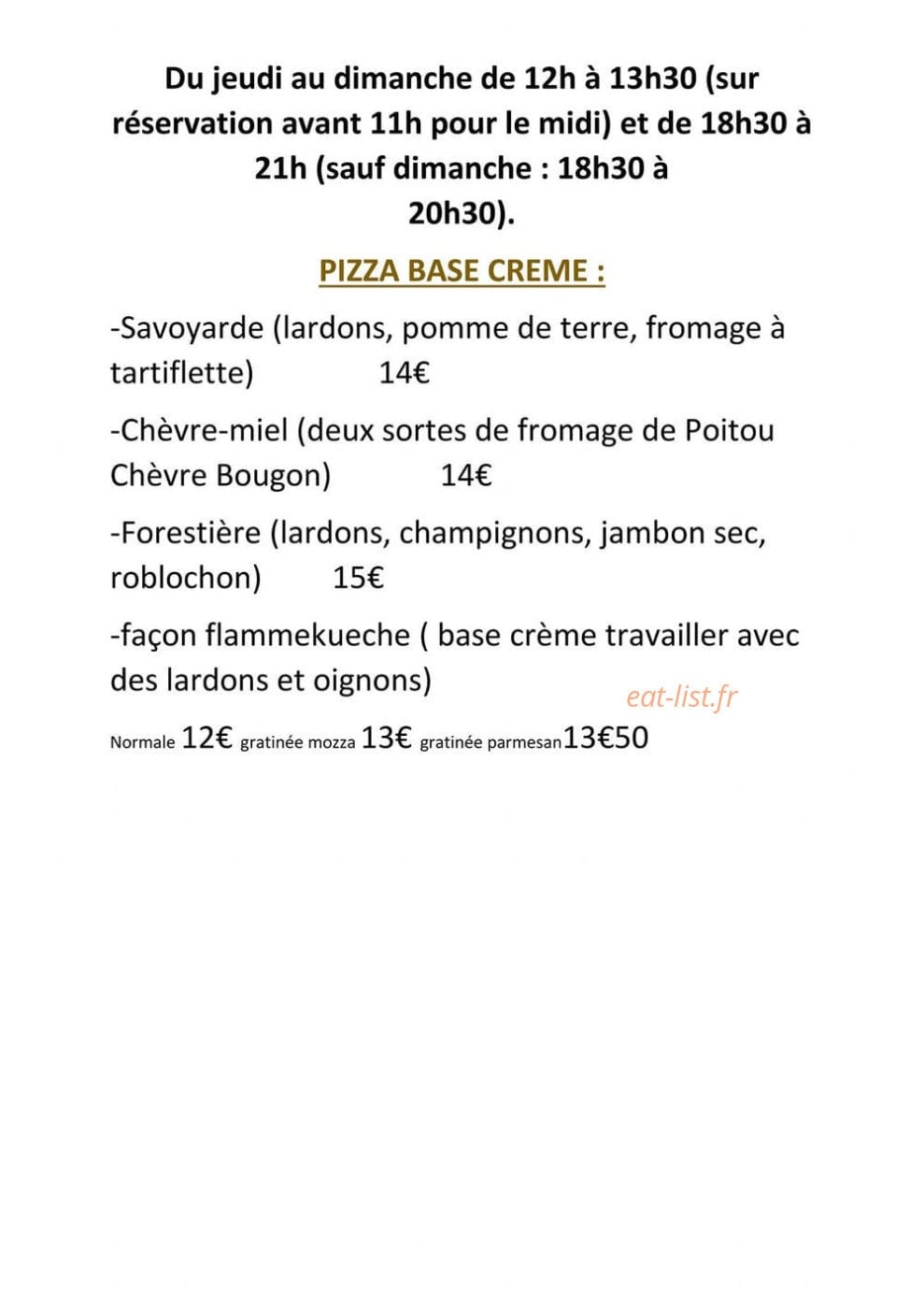 Au Four à Bois — carte page 2