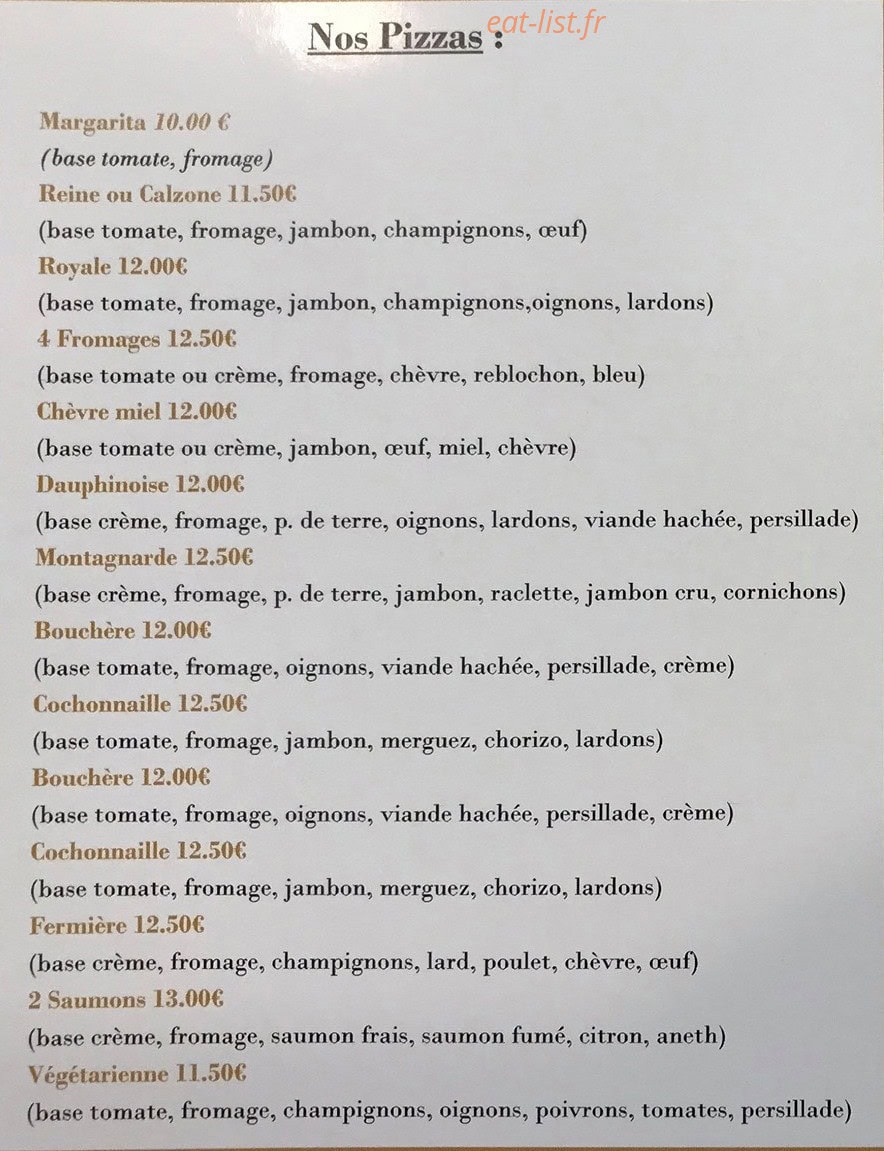 Bar restaurant des Halles — carte page 1