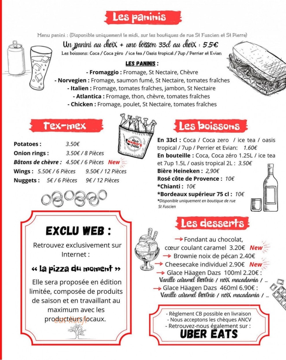 Allo mario's pizza — carte page 3