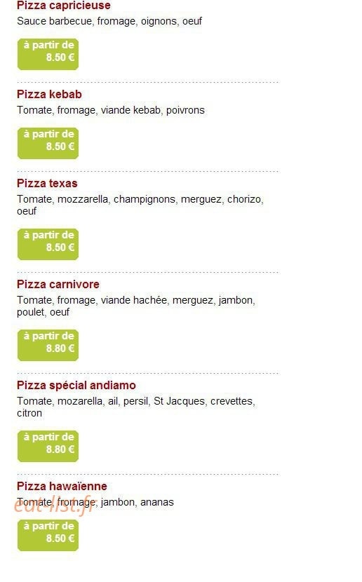 Andiamo pizza — carte page 5