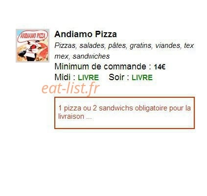 Andiamo pizza — carte page 1