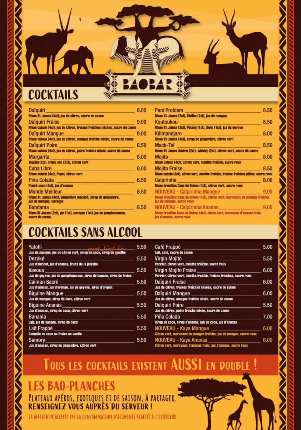 Baobar — carte page 4