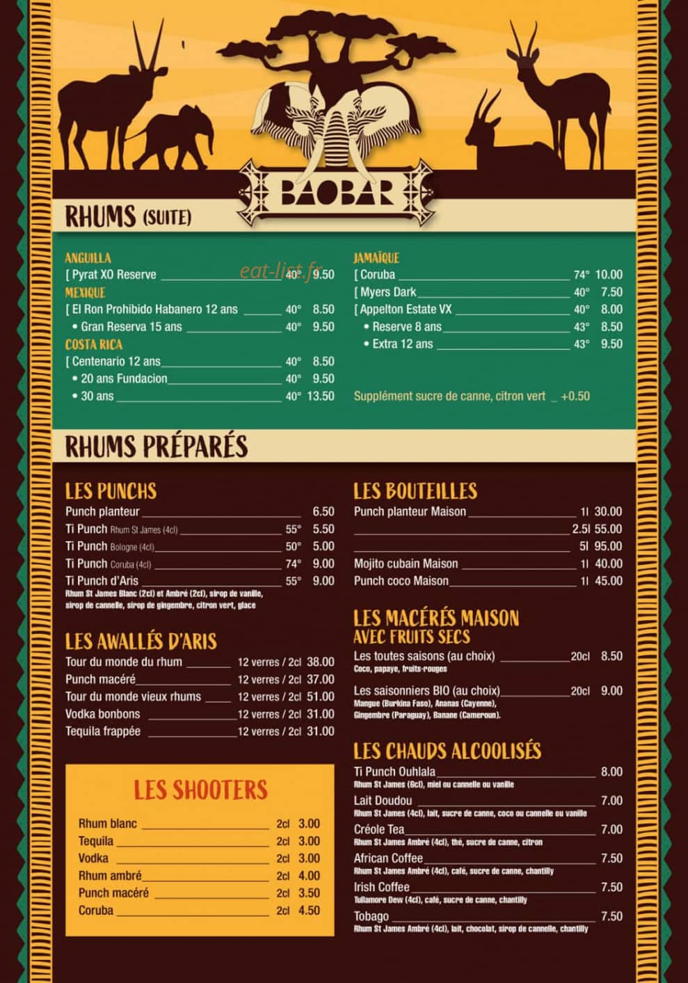 Baobar — carte page 2