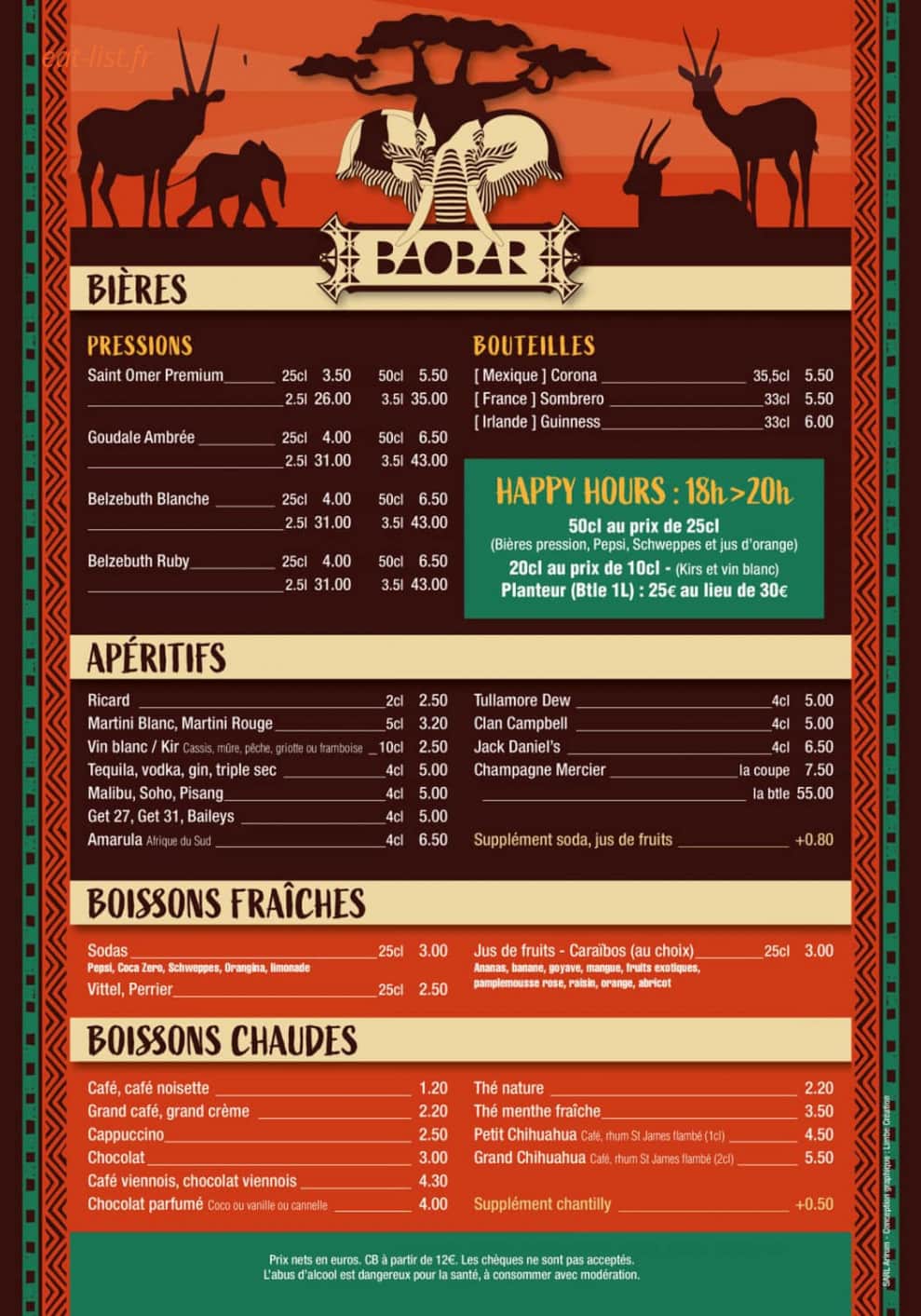 Baobar — carte page 1