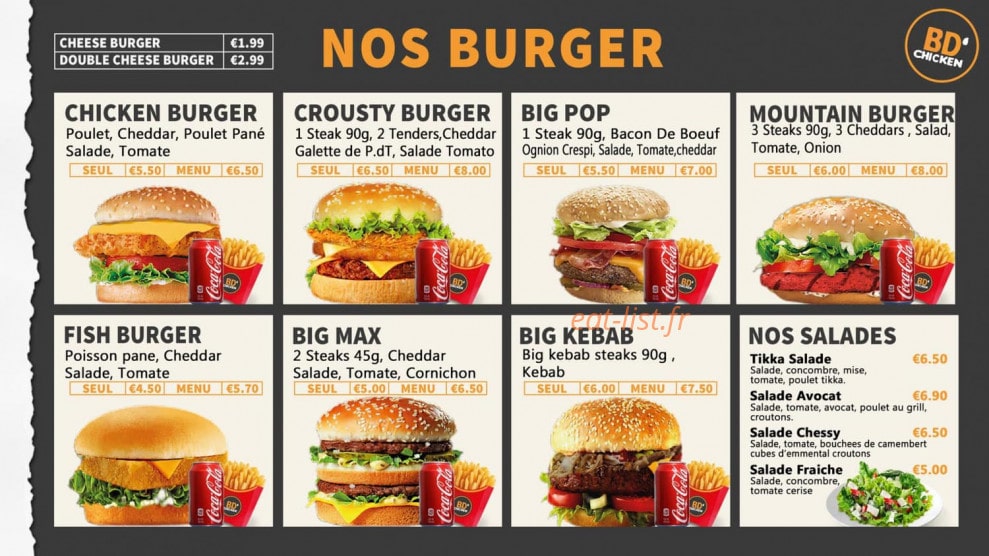 BD’Chicken — carte page 3