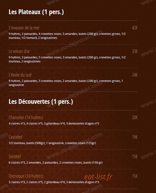Brasserie Jules — carte page 10